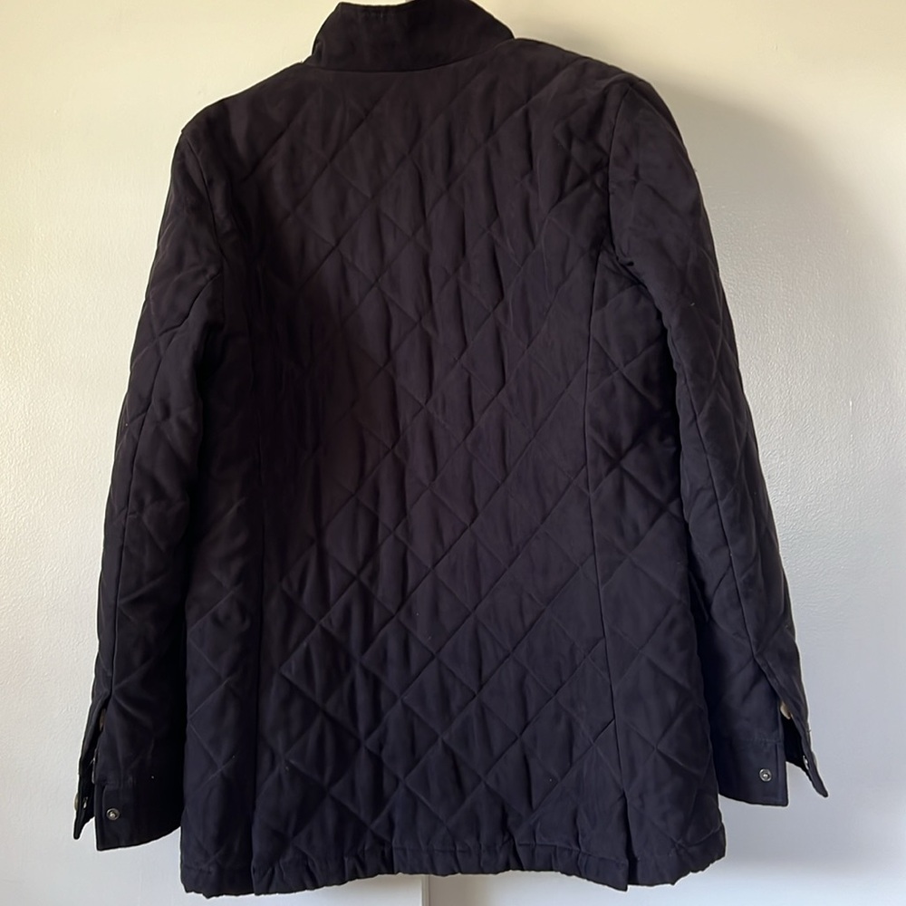 Dana Buchman Women’s Black Jacket Size L Quilted Car Coat Inside Pockets Lined - Picture 6 of 6